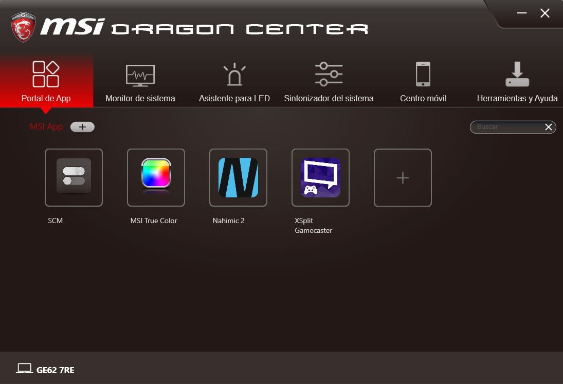 MSI DRAGON CENTER GE62 7RE 1