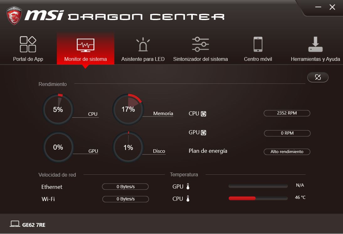 MSI DRAGON CENTER GE62 7RE 2