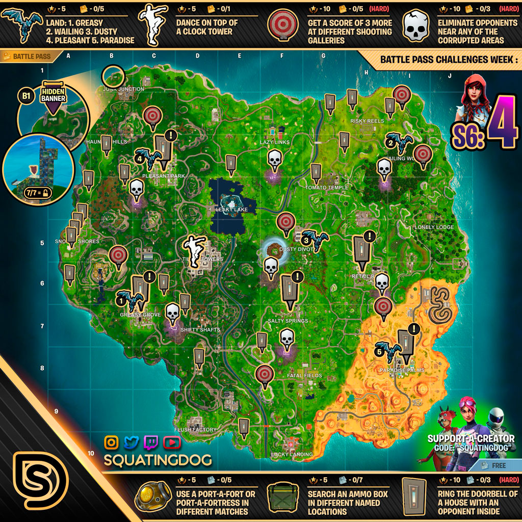 Mapa semana 4 de la temporada 6 en Fortnite