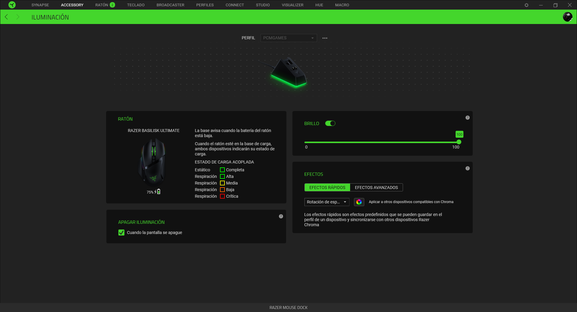 Razer Basilisk Ultimate Análisis Razer Synapse 1