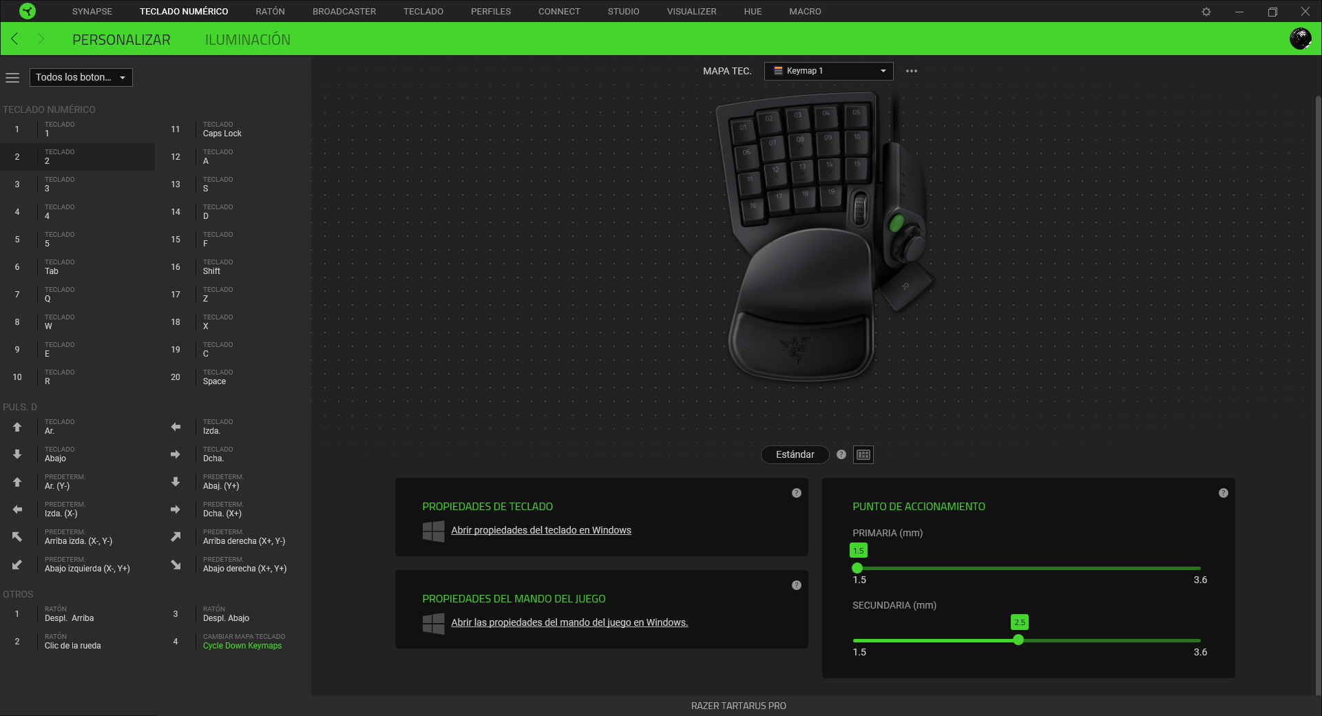 Razer Tartarus Pro Análisis Razer Synapse 1