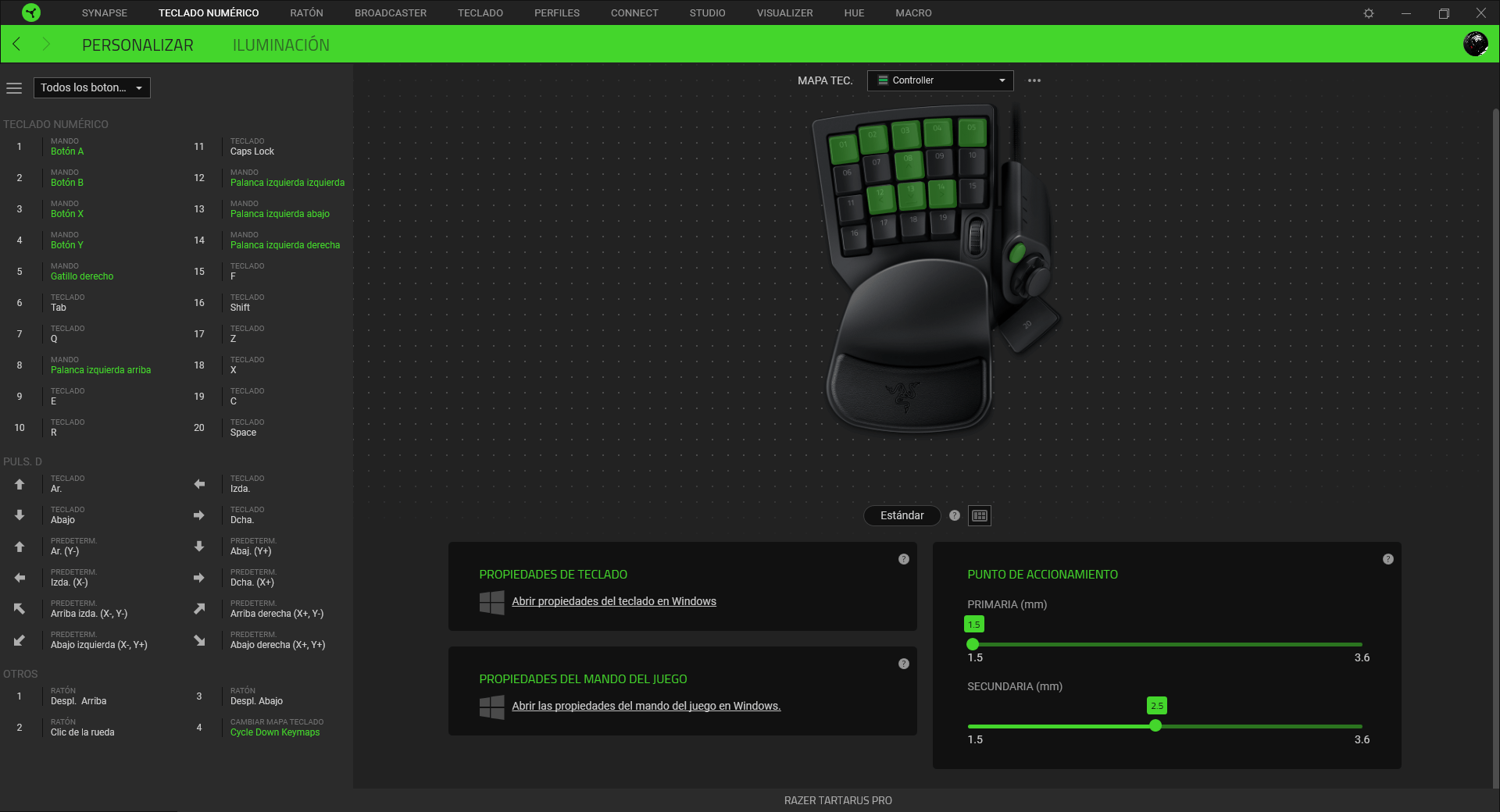 Razer Tartarus Pro Análisis Razer Synapse 2