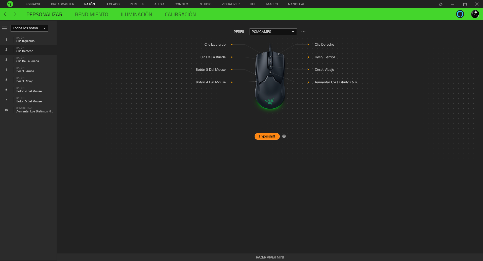 Razer Viper Mini Análisis Razer Synapse 3 1