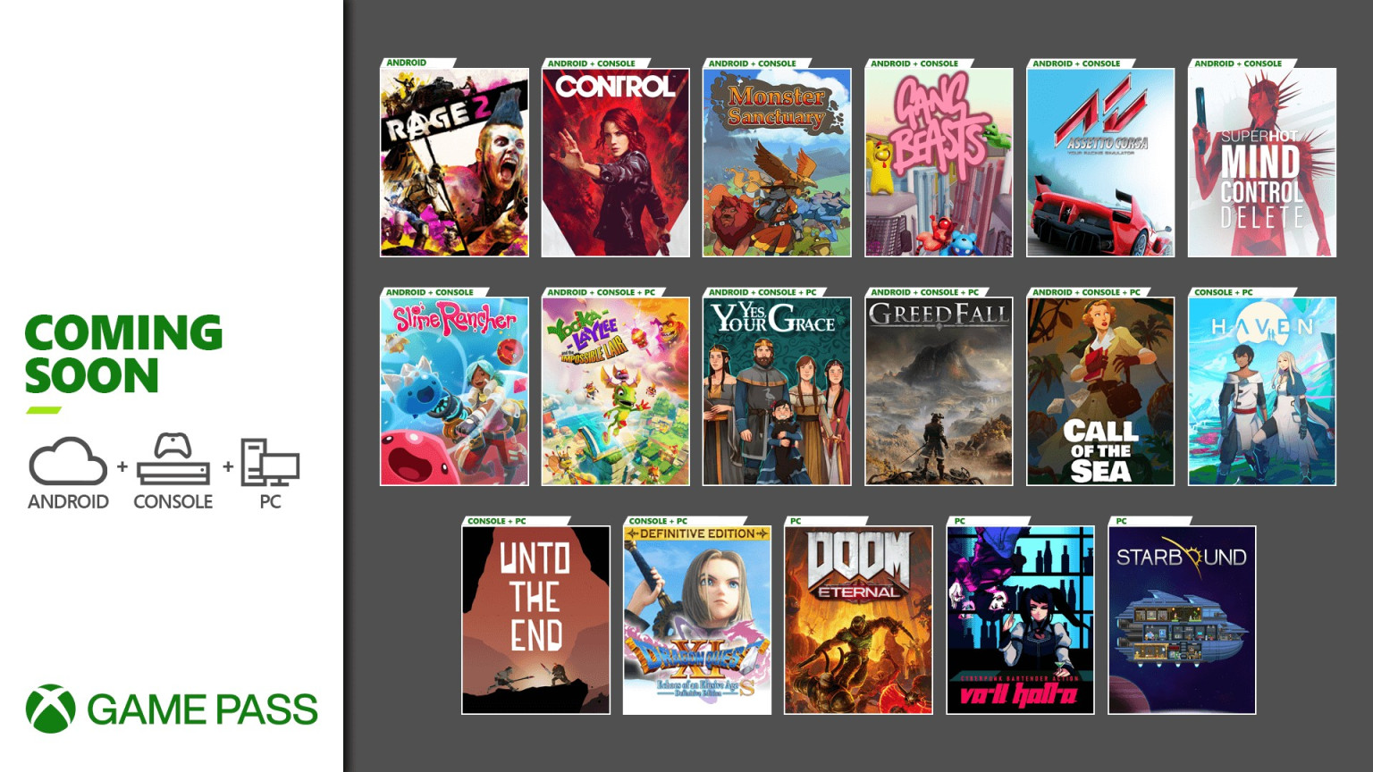 Xbox Game Pass de diciembre 2020