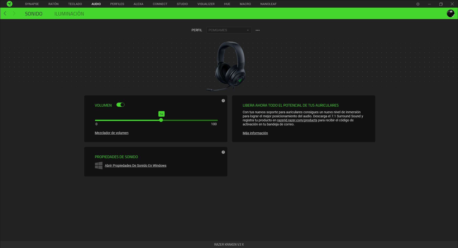 Razer Kraken V3 X Analisis Razer Synapse 1