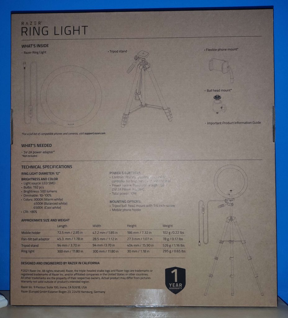 Razer Ring Light Analisis Caja 2