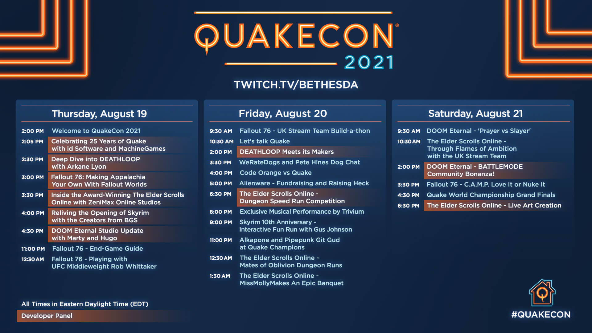 QuakeCon 2021 Calendario