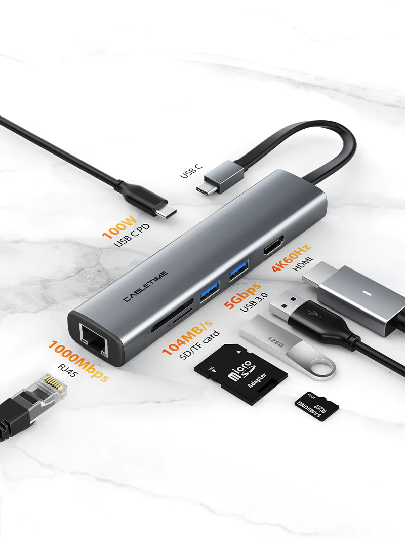 Cabletime Slim 7 in 1 USB C Hub Analisis Producto 2