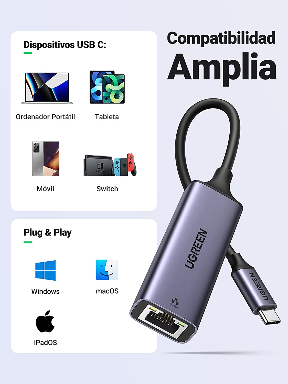 UGREEN Adaptador USB C a Ethernet Analisis Producto 2