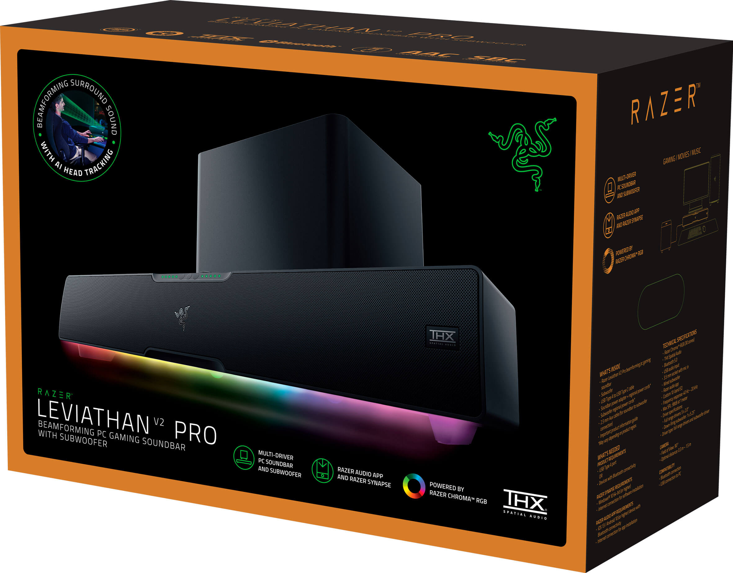 Barra de sonido PC Razer Leviathan V2 con subwoofer - Versus Gamers