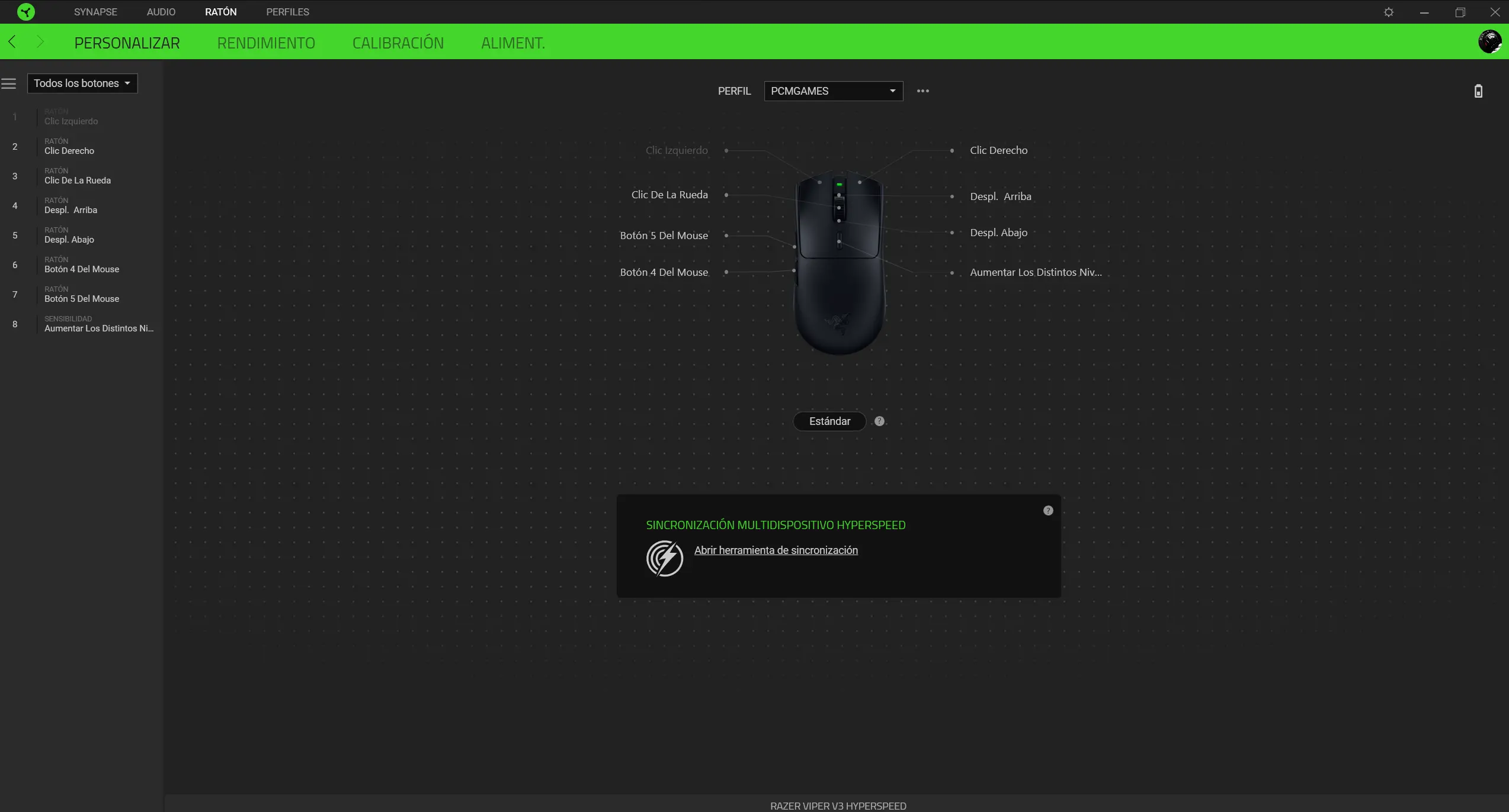 Razer Viper V3 HyperSpeed Analisis Razer Synapse 1