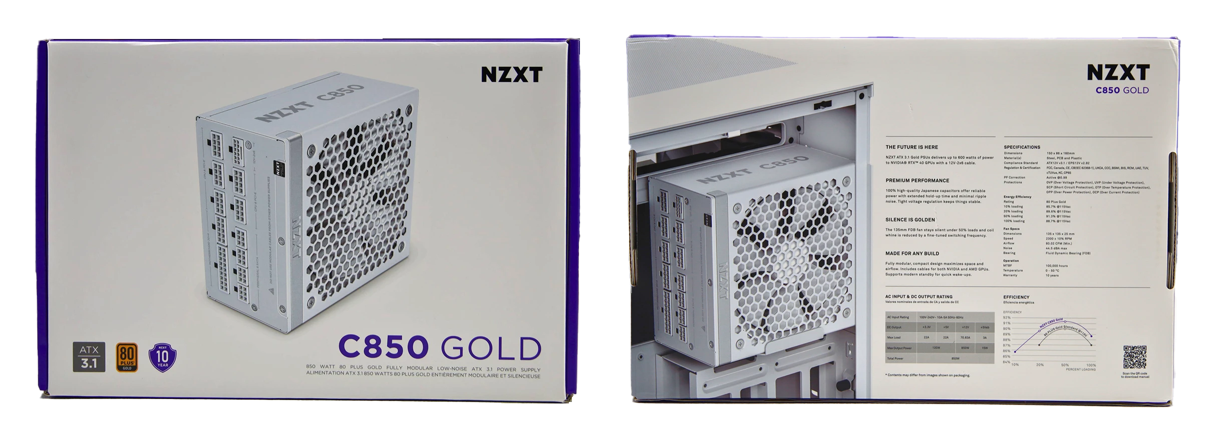 NZXT C850 Gold ATX 3.1 White